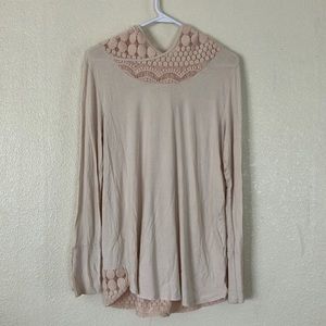 Pinkblush Maternity Cream Lace Panel Hooded Top, L